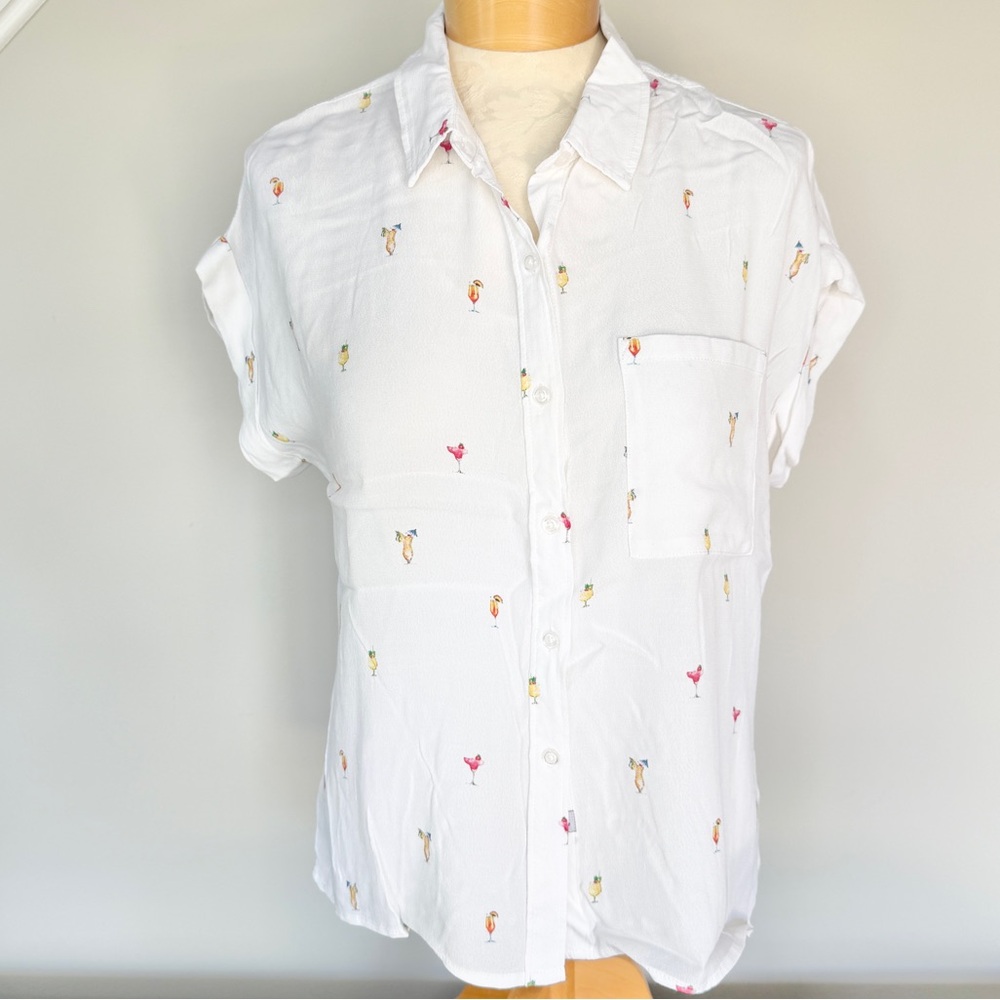 Rails Whitney Cocktail Hour Print Shirt Short Sleeve Button Up Women’s Small